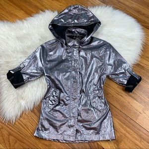 JOUJOU Girls Fun Silver Hooded Jacket/Raincoat
